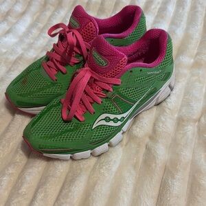 Saucony Green and Pink Athletic Shoes with Cushioned Soles